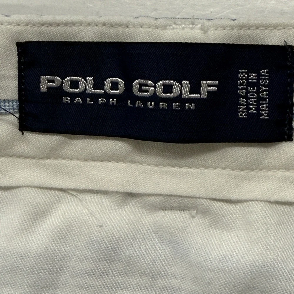 Polo Golf Ralph Lauren Mens 36 x 30 Blue White Seersucker Pleated Cuffed Pants